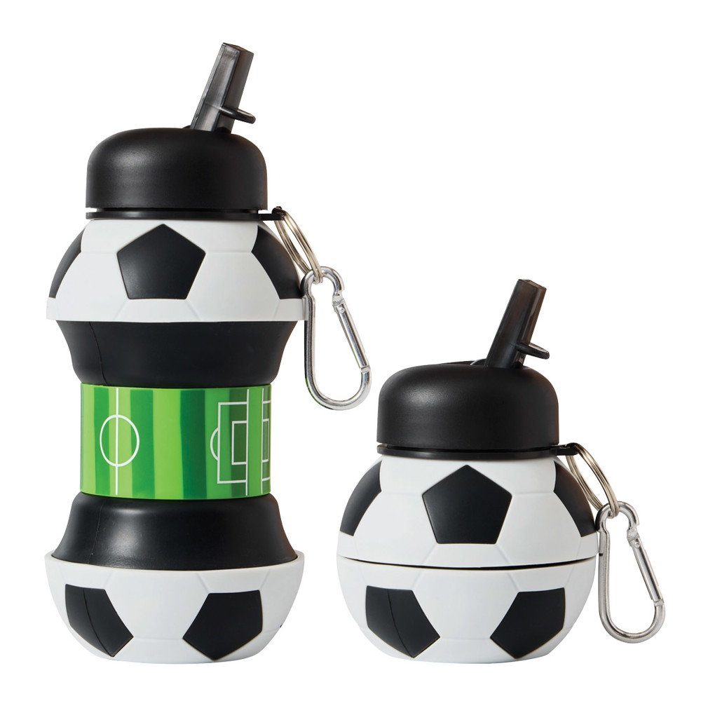 Ausziehbare Trinkflasche für Fussball-Fans – ideal als Giveaway mit individuellem Logo-Druck. Perfekt für Events, Vereine & Promotion-Aktionen.