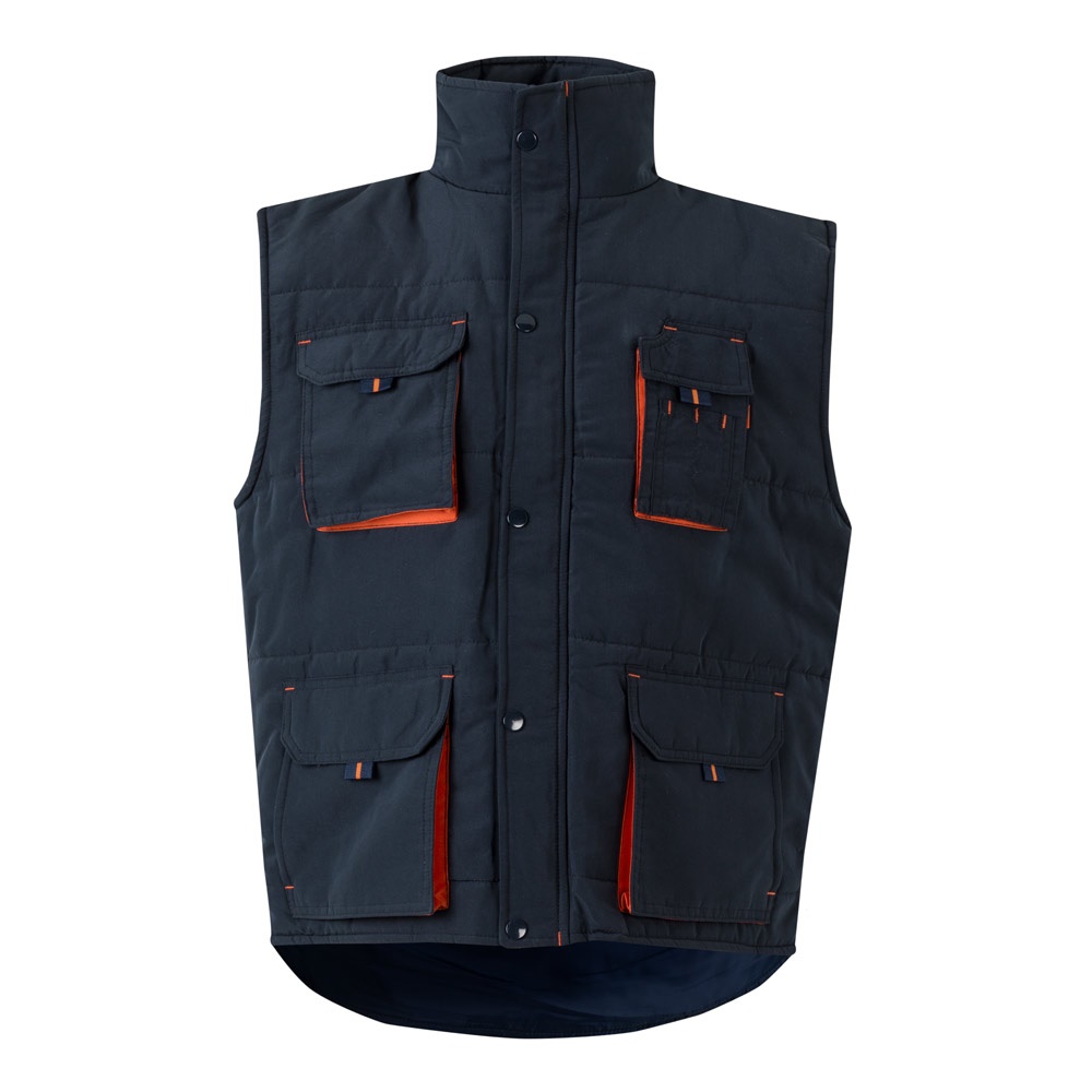VL NERGAL Steppweste, zweifarbig, mit mehreren Taschen (120g/m²), aus Polyester (100%) Marineblau, Orange