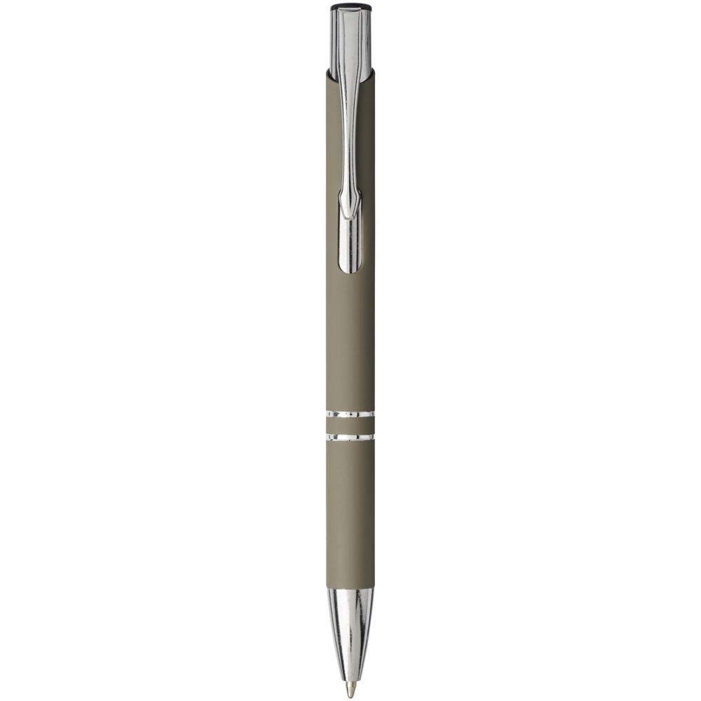 Stylo bille rétractable doux au toucher Moneta (encre noire) Gris foncé