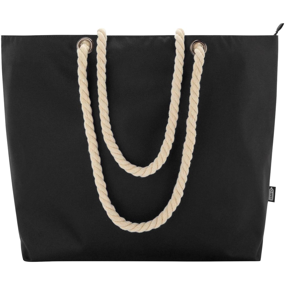 Panama Strandkühltasche mit Kordelgriffen aus recyceltem GRS-Material, 23L schwarz
