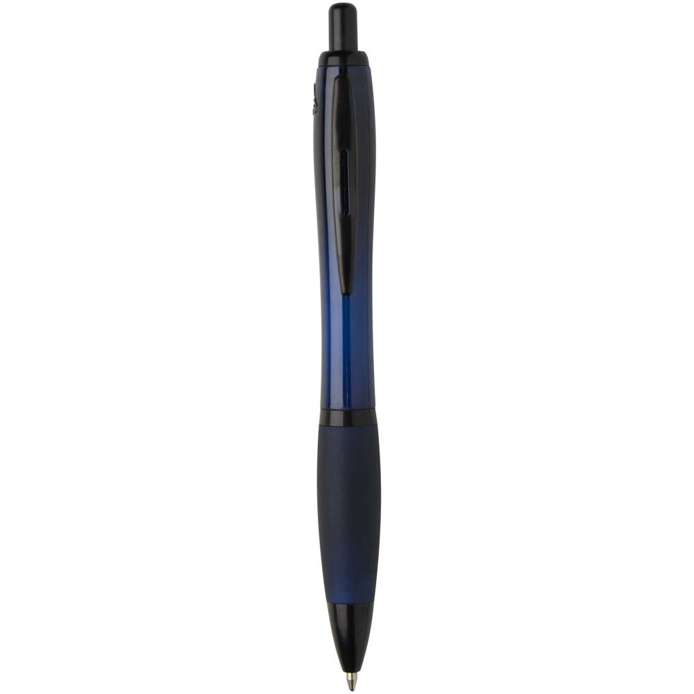 Stylo bille Nash en plastique recyclé avec garnitures noires (encre noire) Navy Blue