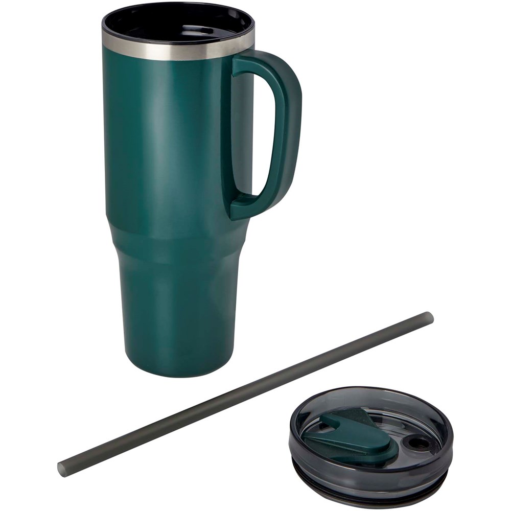 Mug isotherme Melbourne 1200 ml certifié RCS avec paille Green flash