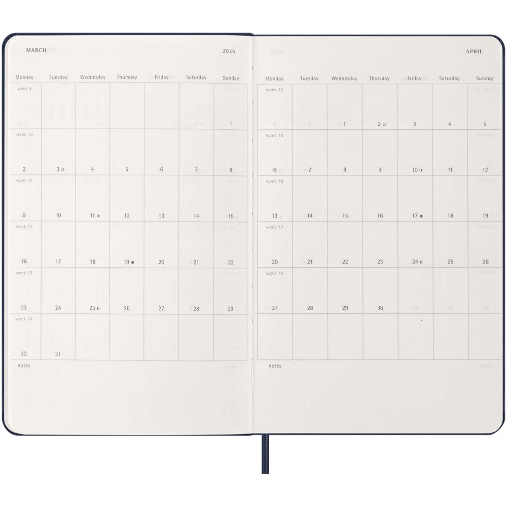 Agenda L hebdomadaire 12 mois Moleskine à couverture rigide Bleu saphir