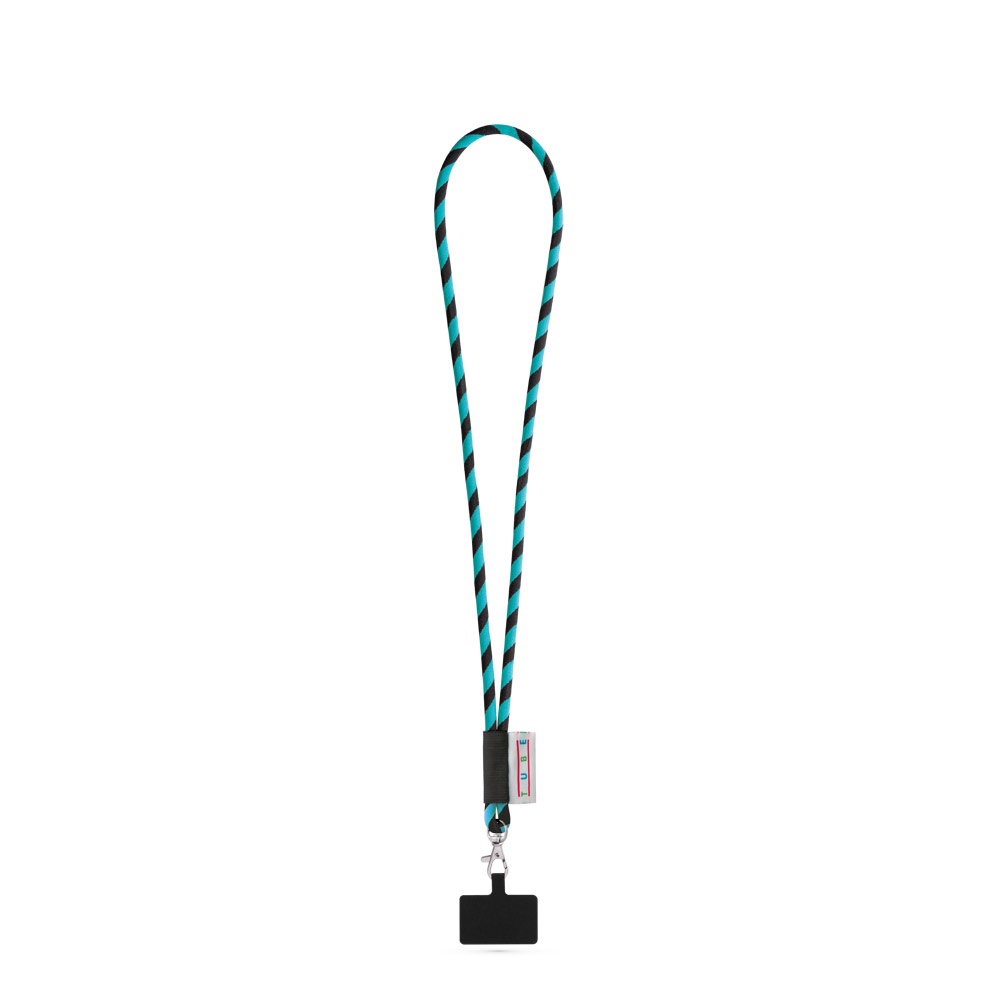 GOSPORT SET Tube de lanière long (Ø 7 mm) avec mousqueton à déclenchement de 9 mm et support pour téléphone portable 353 - Noir, Bleu clair