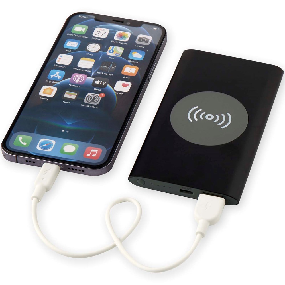 Juice 4000 mAh Typ-C kabellose Powerbank aus recyceltem Aluminium schwarz