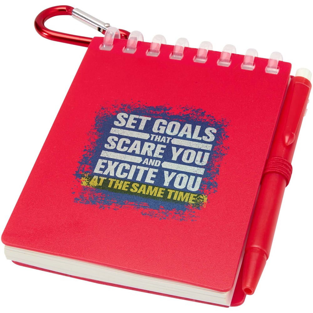 Ensemble carnet souple d’extérieur recyclé et stylo bille (encre noire) Lig Mini Rouge