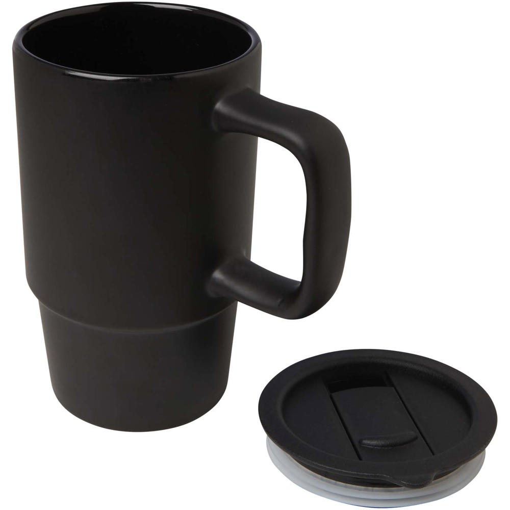 Mug Carter en céramique de 450 ml avec couvercle en plastique Noir