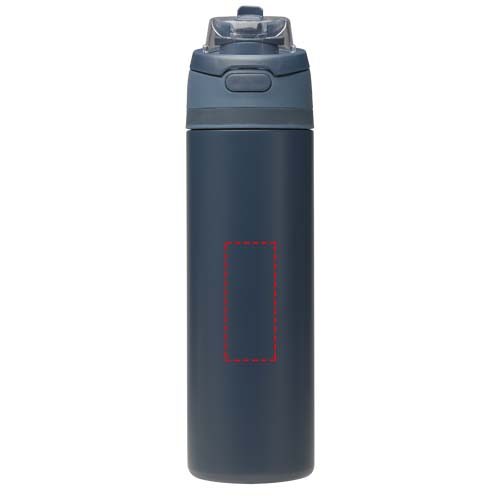 Bouteille d'eau Theron 800 ml en acier inoxydable à simple paroi recyclé RCS, avec bouchon à double fonction et paille rabatt Marine