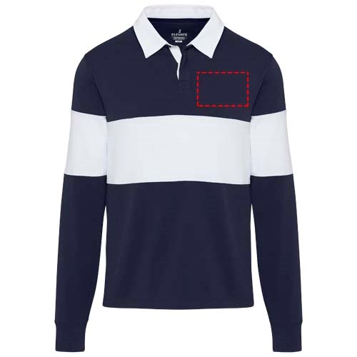 Sweatshirt de rugbyen coton organique Clyde unisexe Marine, Blanc