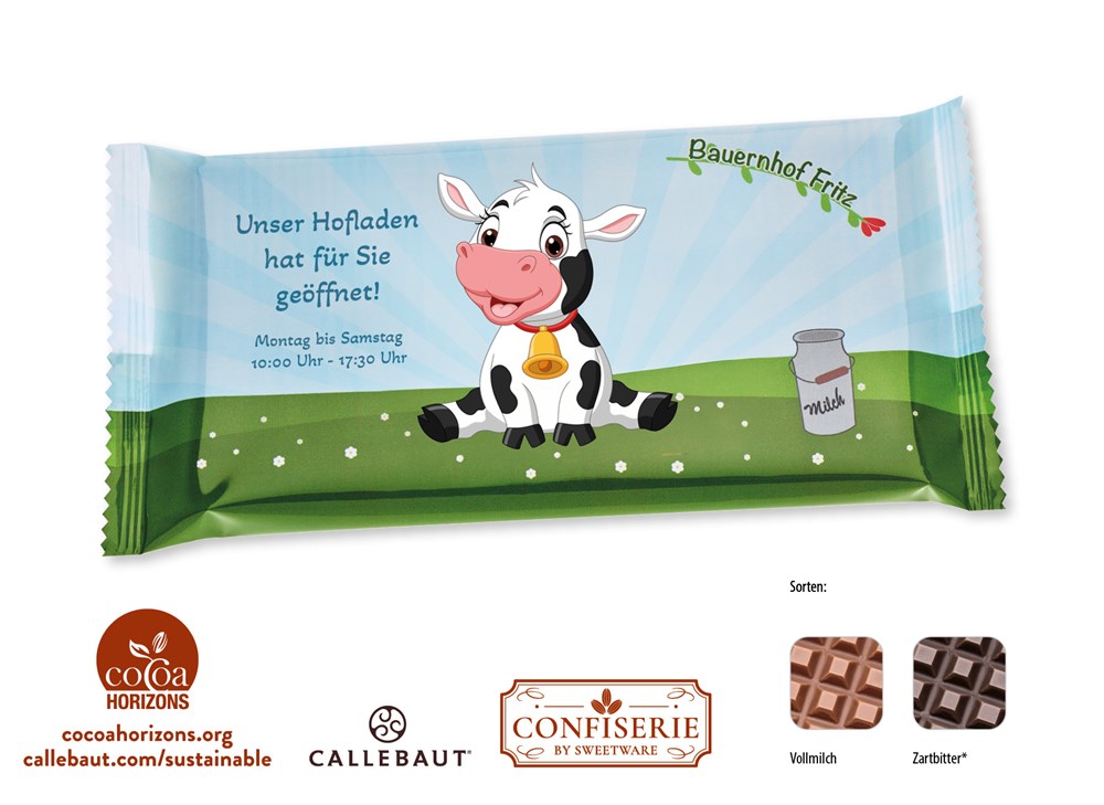 Schokolade 100 g Tafel im Flowpack
