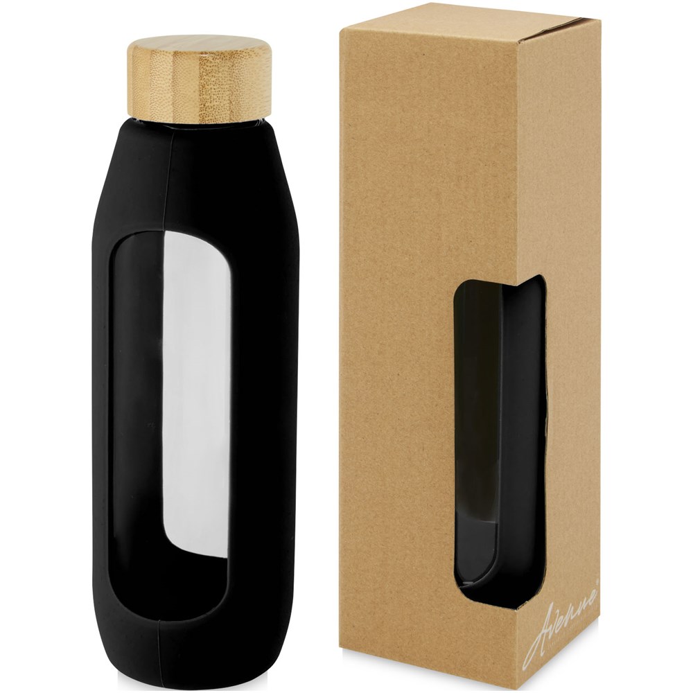 Tidan 600 ml Flasche aus Borosilikatglas mit Silikongriff schwarz