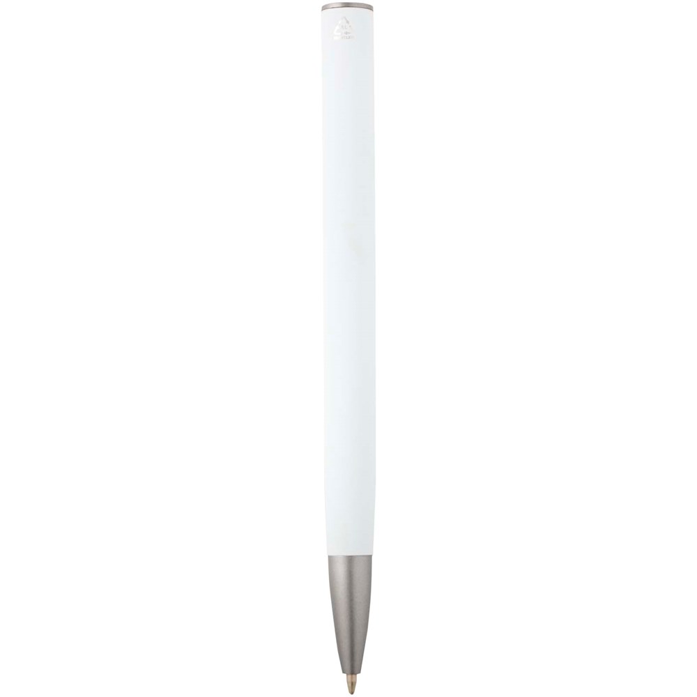 Stylo bille Ziguur en aluminium recyclé (encre noire) blanc