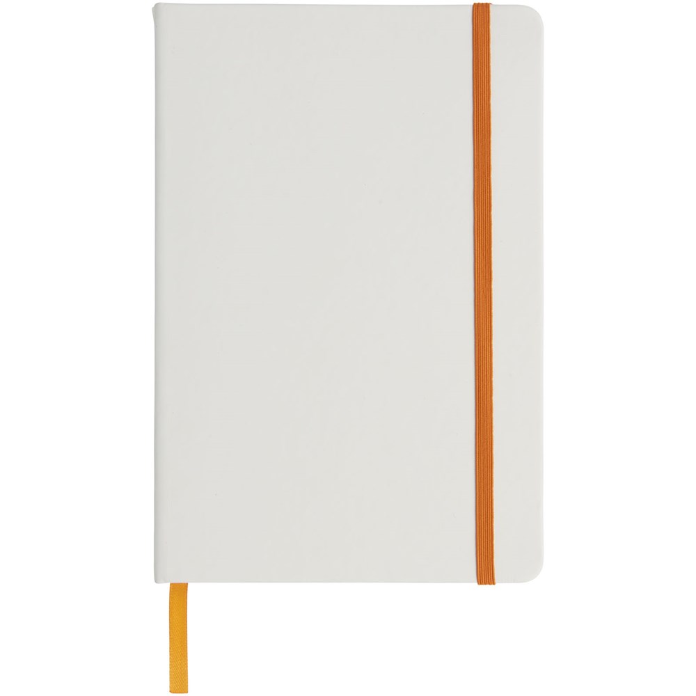 Carnet de notes blanc A5 Spectrum avec élastique de couleur Blanc, Orange