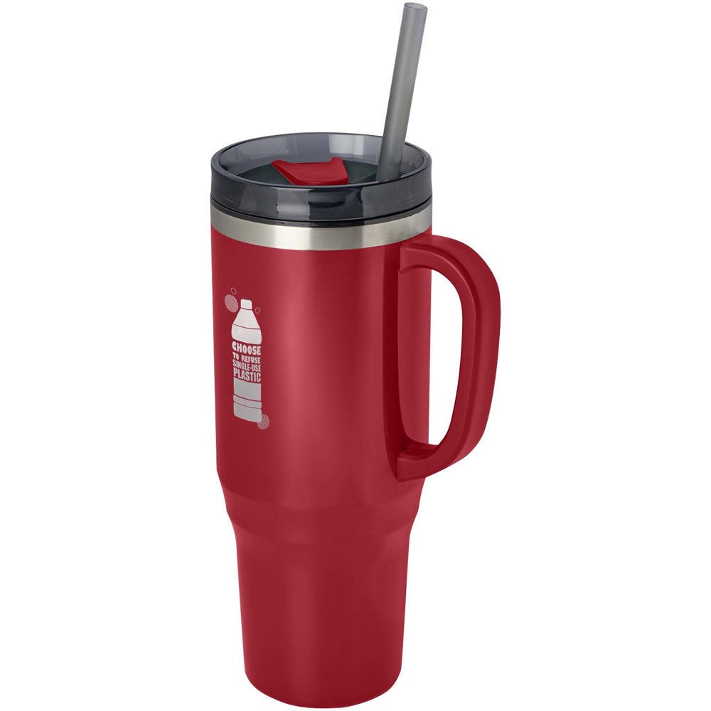 Mug isotherme Melbourne 1200 ml certifié RCS avec paille Rouge