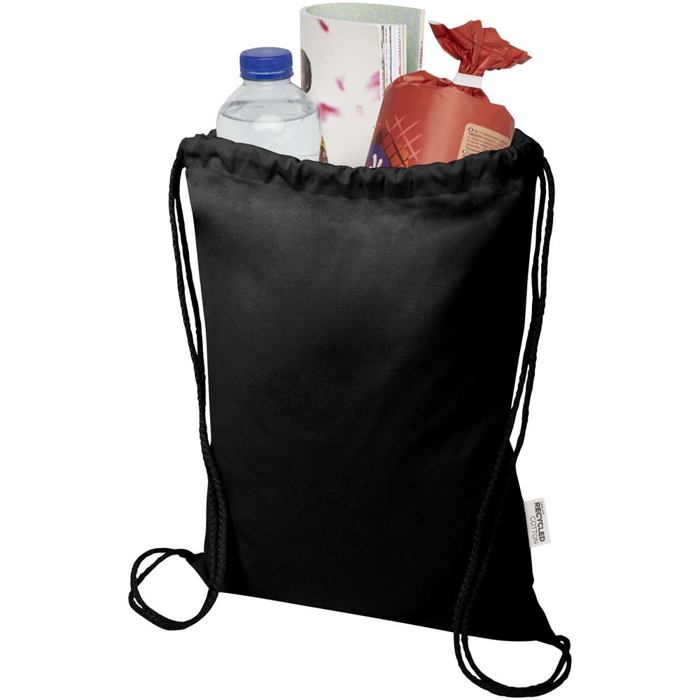 Sac de 5 L avec cordon Oregon Blend en coton recyclé 140 g/m² certifié GRS Noir