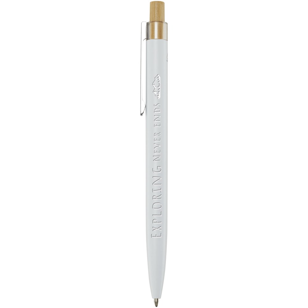 Stylo bille en aluminium recyclé Nooshin (encre bleue) blanc