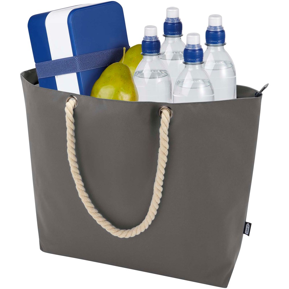 Panama Strandkühltasche mit Kordelgriffen aus recyceltem GRS-Material, 23L grau