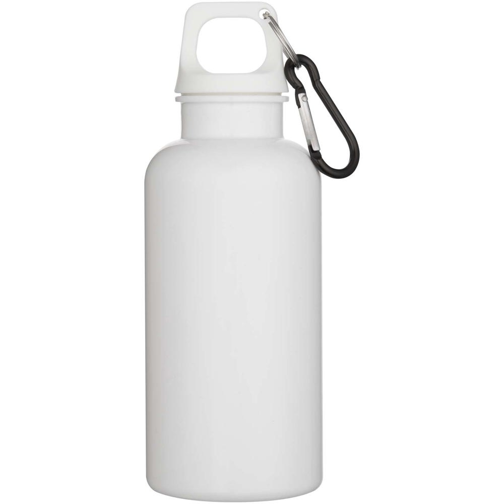 Bouteille d’eau Oregon de 400 ml en plastique recyclé uni certifié RCS avec mousqueton blanc