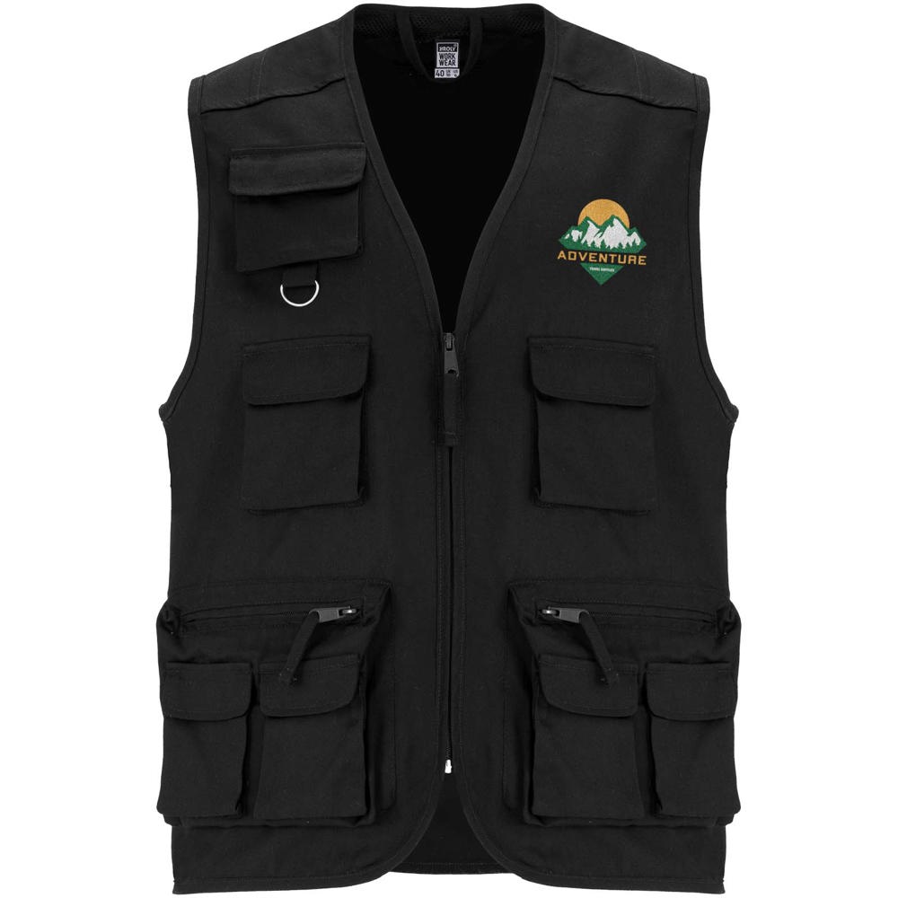 Venera Arbeitsweste mit V-Ausschnitt und mehreren Taschen, 200 g/m2 Schwarz