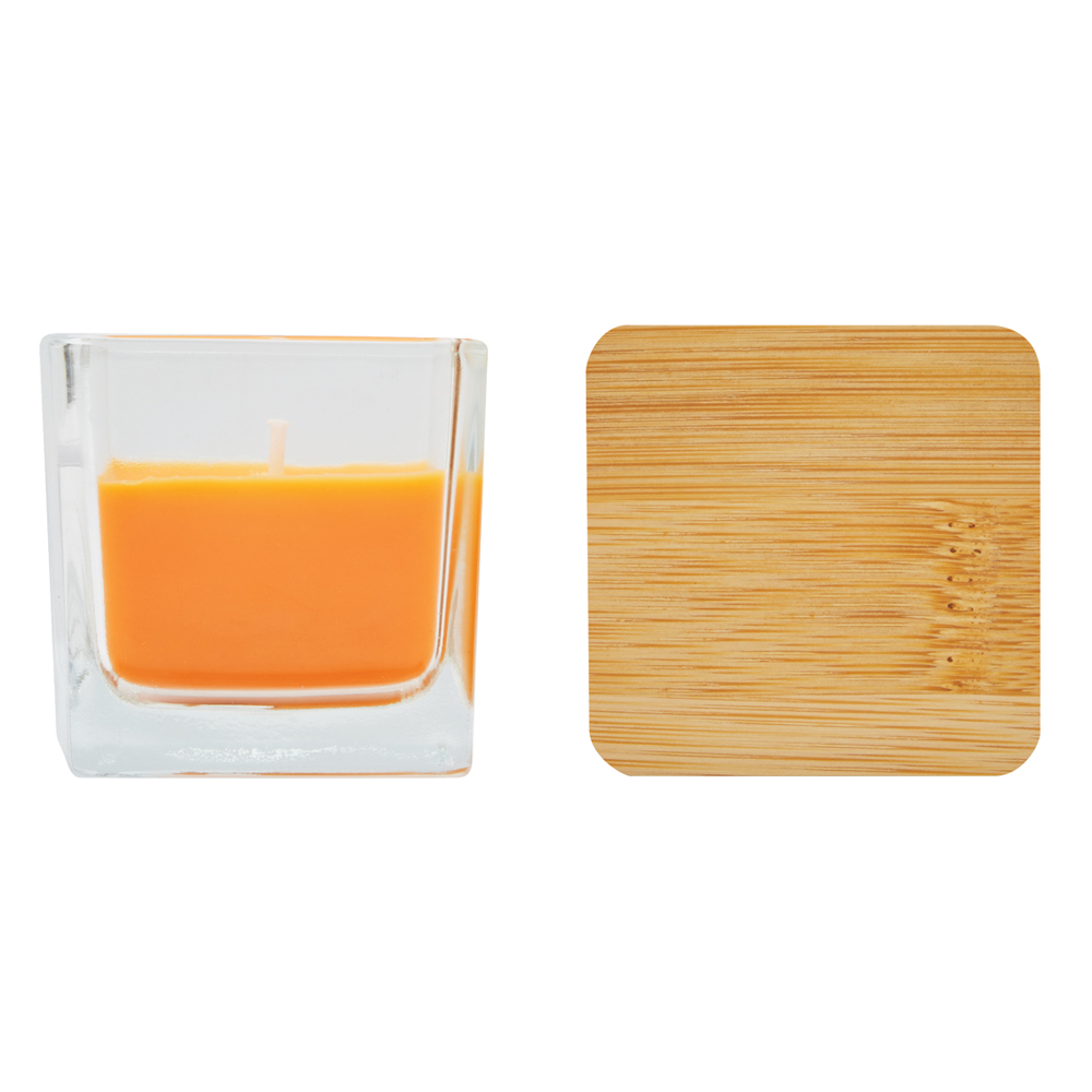 Kerze im Glas Bambus orange