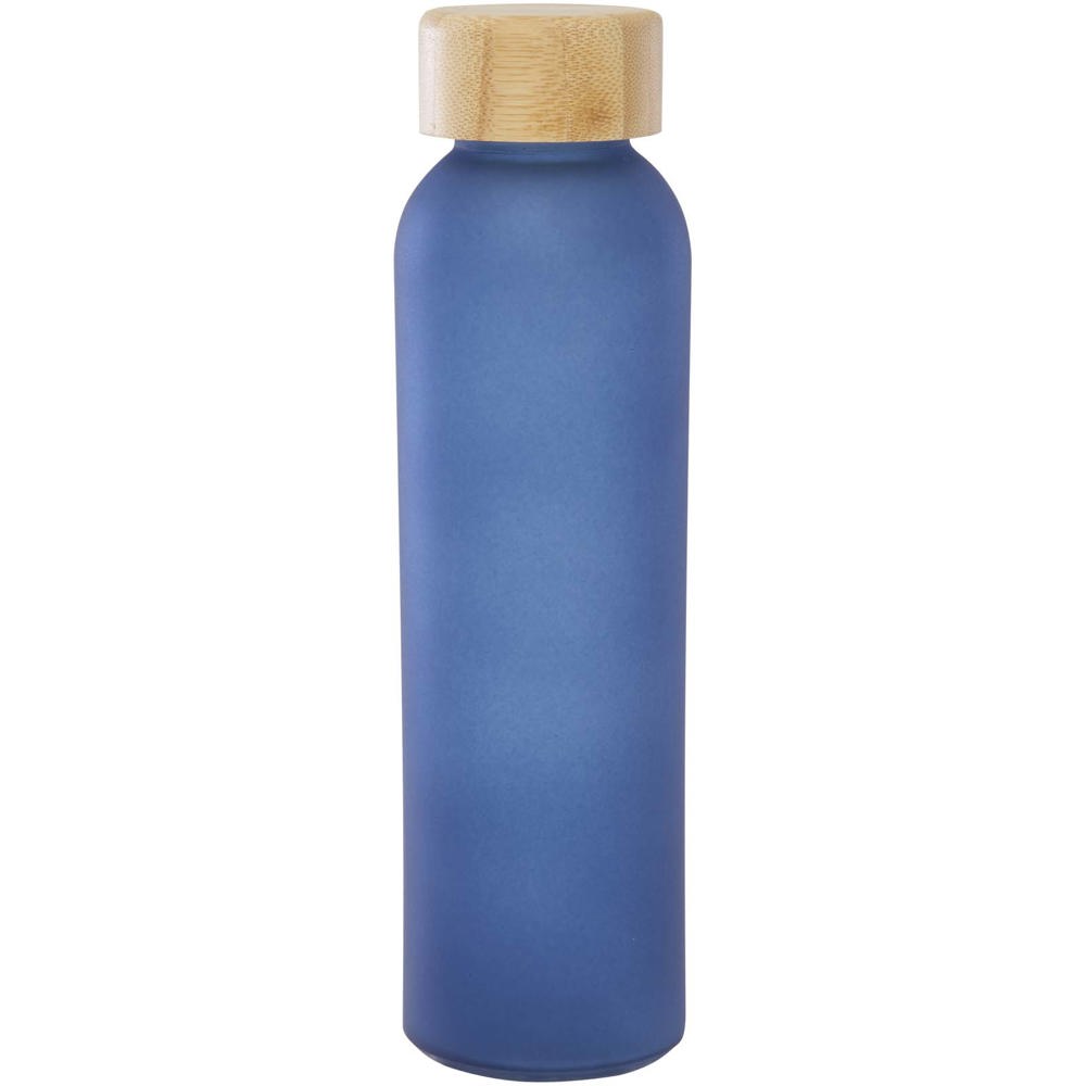 Lume 500 ml Flasche aus mattiertem Kalknatronglas mit Bambusdeckel Ozeanblau