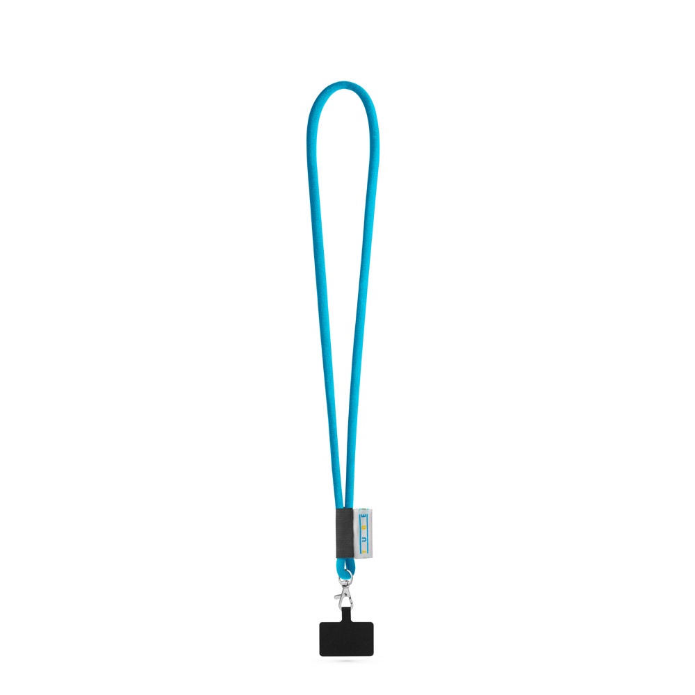 GOSPORT SET Tube de lanière long (Ø 7 mm) avec mousqueton à déclenchement de 9 mm et support pour téléphone portable 304 - Bleu clair