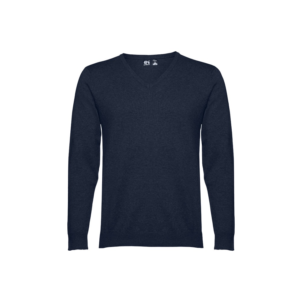 THC MILAN Herren-Pullover mit V-Ausschnitt aus Baumwolle und Polyamid dunkelblau