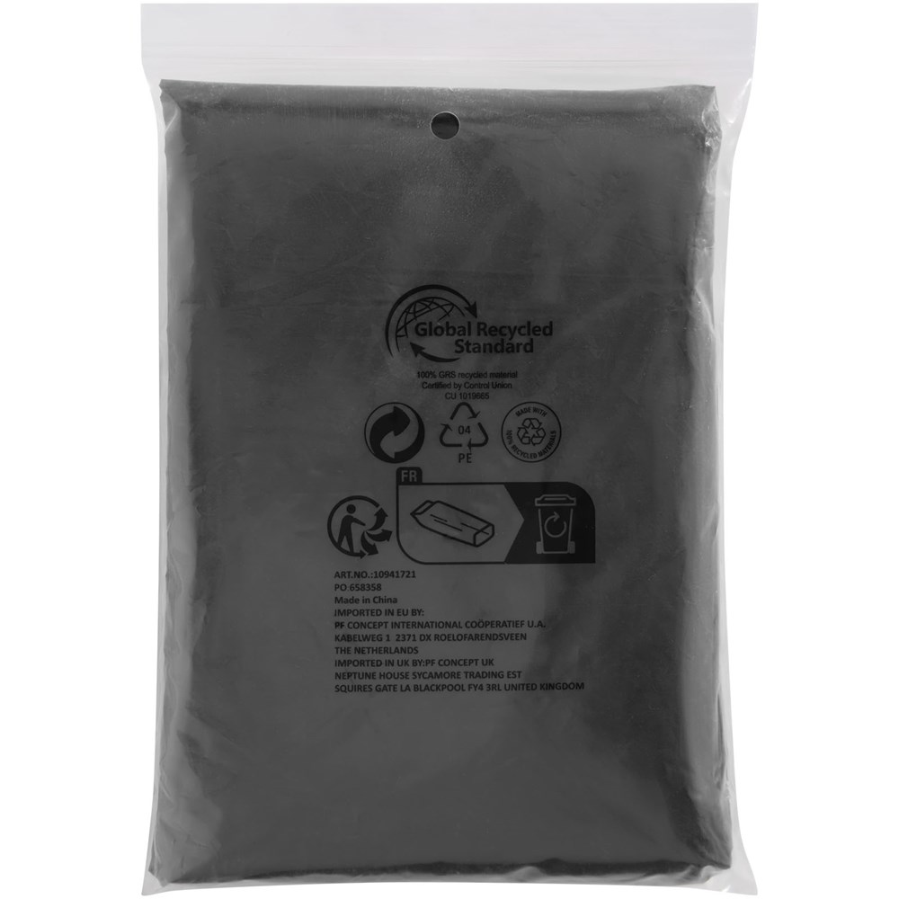Mayan Regenponcho mit Aufbewahrungstasche aus recyceltem Kunststoff schwarz