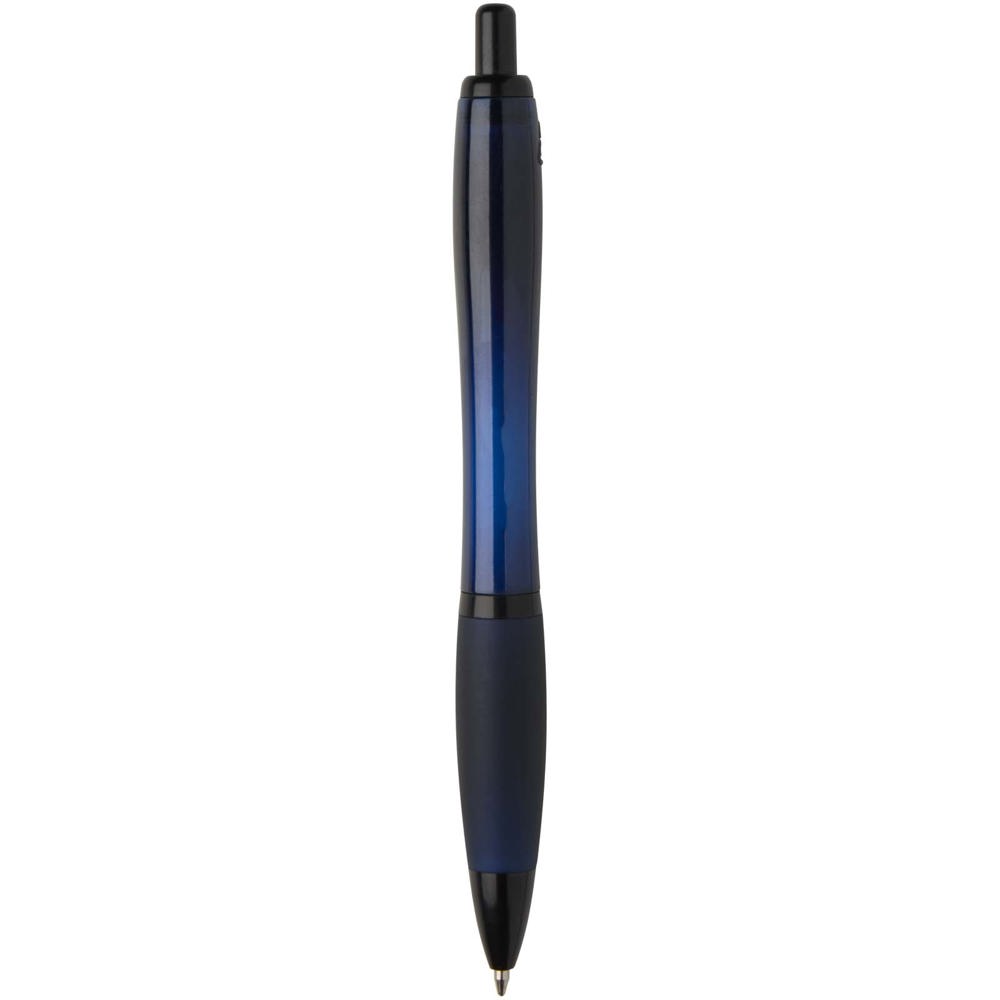 Stylo bille Nash en plastique recyclé avec garnitures noires (encre noire) Navy Blue