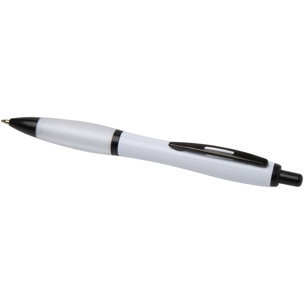 Stylo bille Nash en plastique recyclé avec garnitures noires (encre noire) blanc