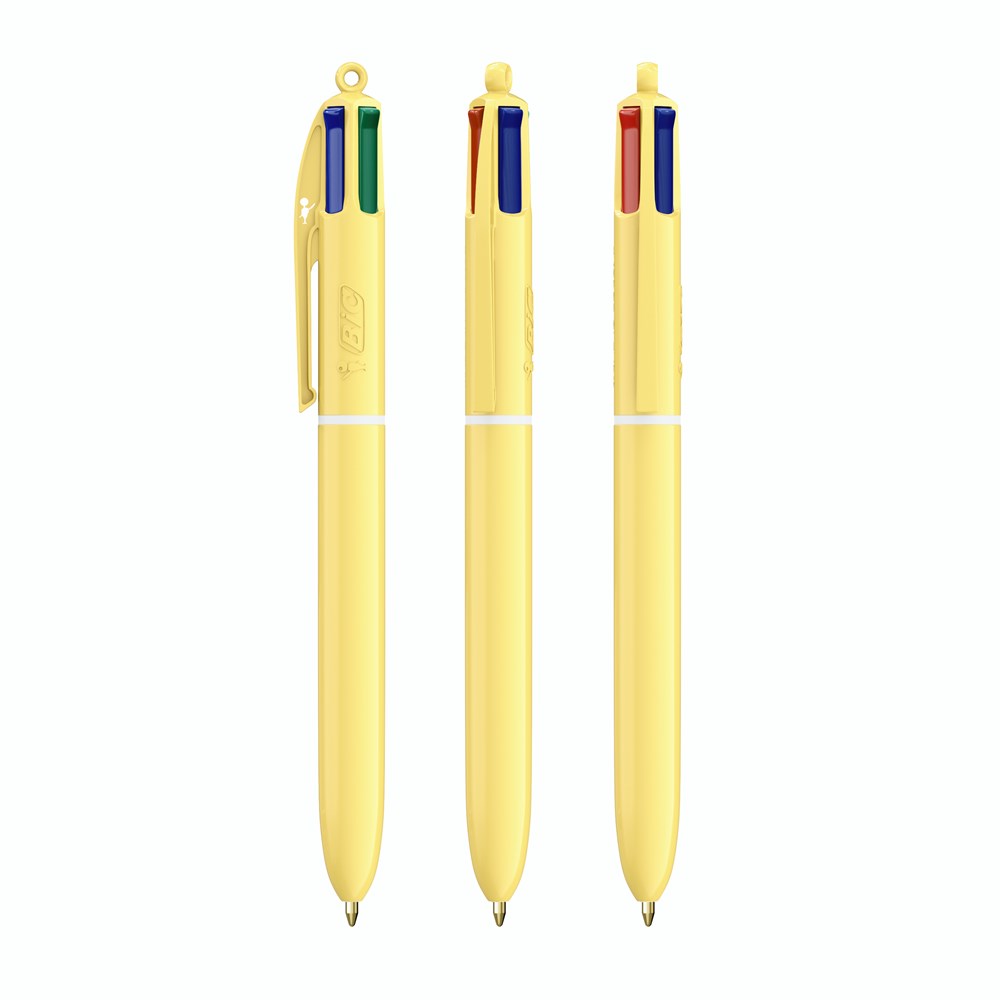 BIC® 4 Couleurs® Pastel + Lanyard Jaune Pastel