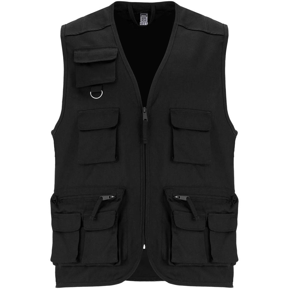 Venera Arbeitsweste mit V-Ausschnitt und mehreren Taschen, 200 g/m2 Schwarz