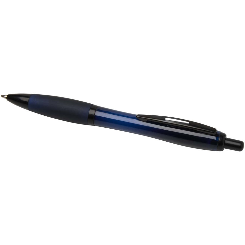 Stylo bille Nash en plastique recyclé avec garnitures noires (encre noire) Navy Blue