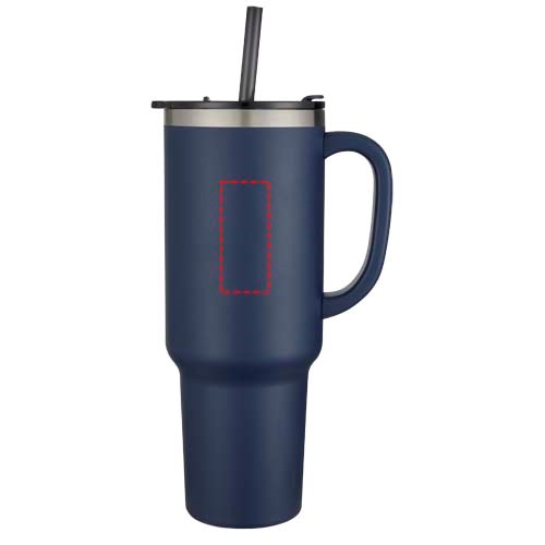 Sydney 1200 ml doppelwandiger RCS-zertifizierter Kupfer-Vakuum Isolierbecher mit Strohhalm navy