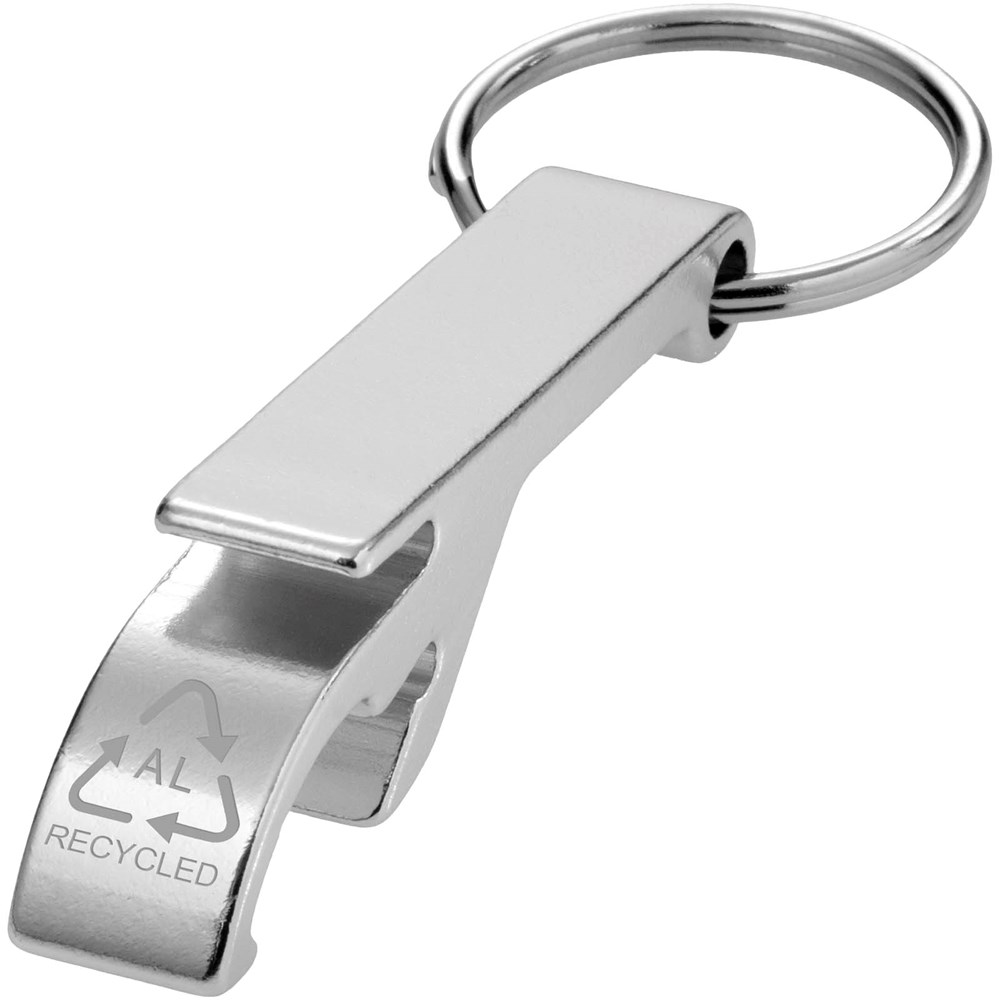 Tao Schlüsselanhänger mit Flaschen- und Dosenöffner aus recyceltem RCS Aluminium silber