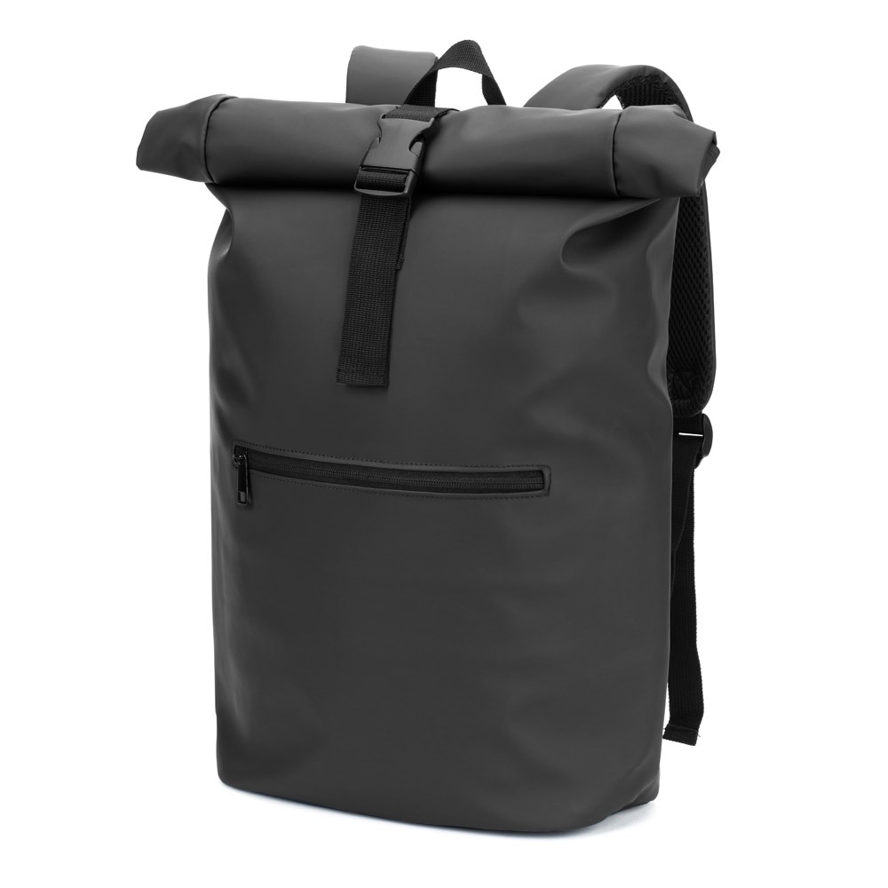 PORTLAND Sac à dos à enroulement en PU avec poche pour ordinateur portable 16 pouces noir