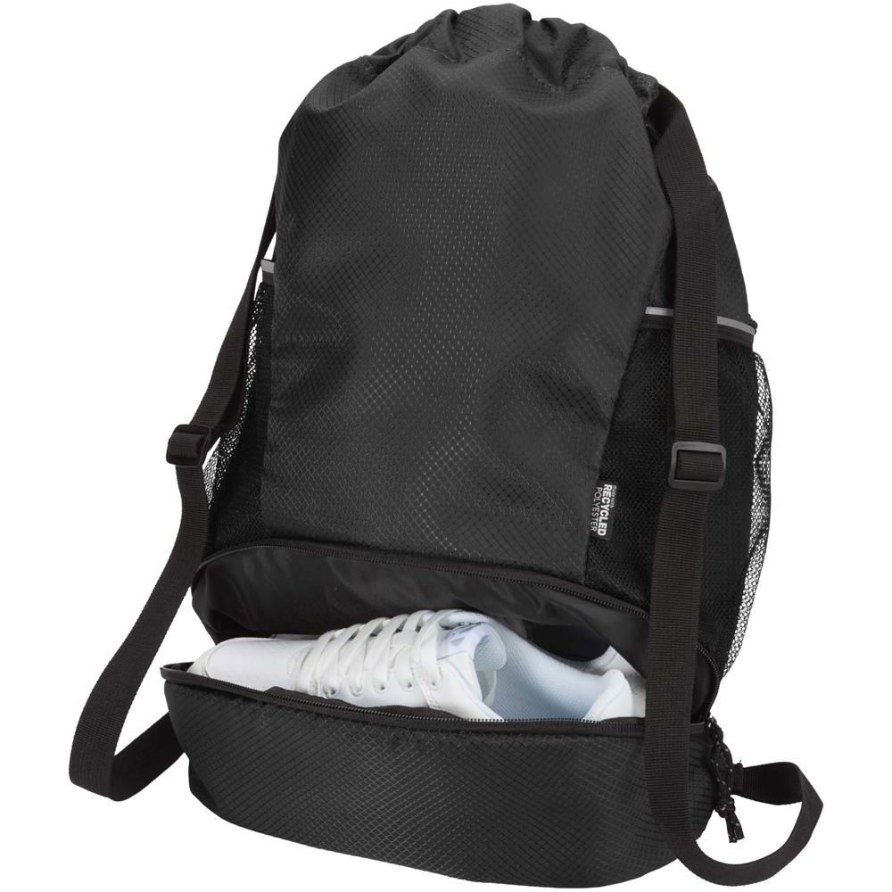 Sac de sport Nomad à cordon en matériaux recyclés certifiés GRS avec compartiment inférieur de 18 L Noir