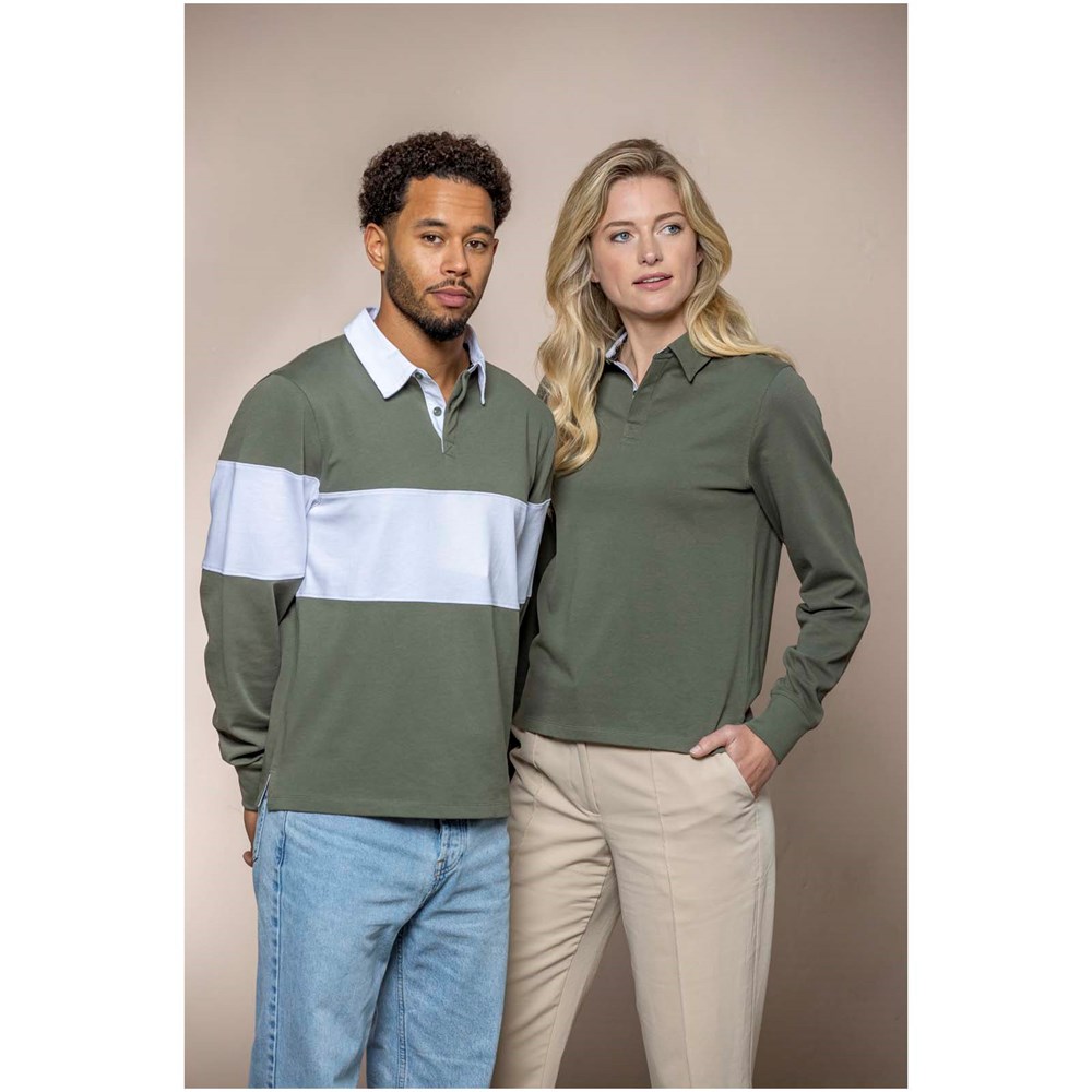 Sweatshirt de rugbyen coton organique Clyde unisexe Gris