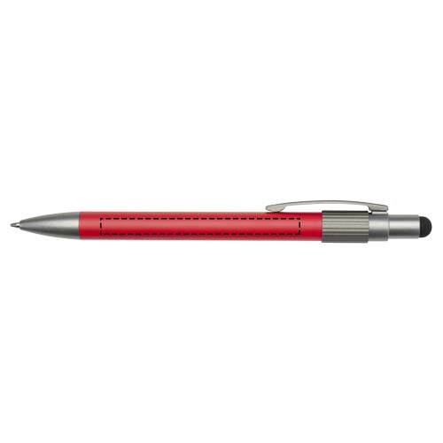 Stylo bille recyclé RCS avec stylet et toupie antistress (encre bleue) Rill Rouge