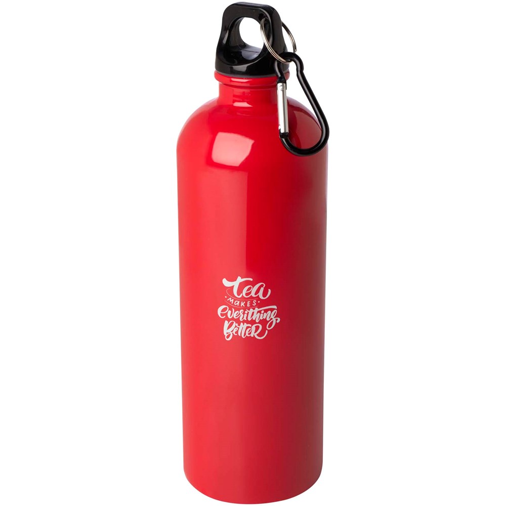 Bouteille d'eau Oregon de 750 ml simple paroi en acier recyclé certifié RCS avec mousqueton Rouge