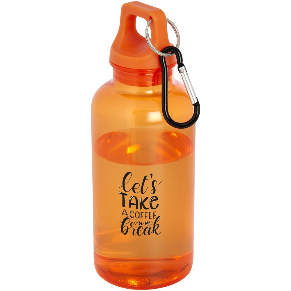 Bouteille d'eau Oregon de 400 ml en plastique recyclé avec mousqueton Orange