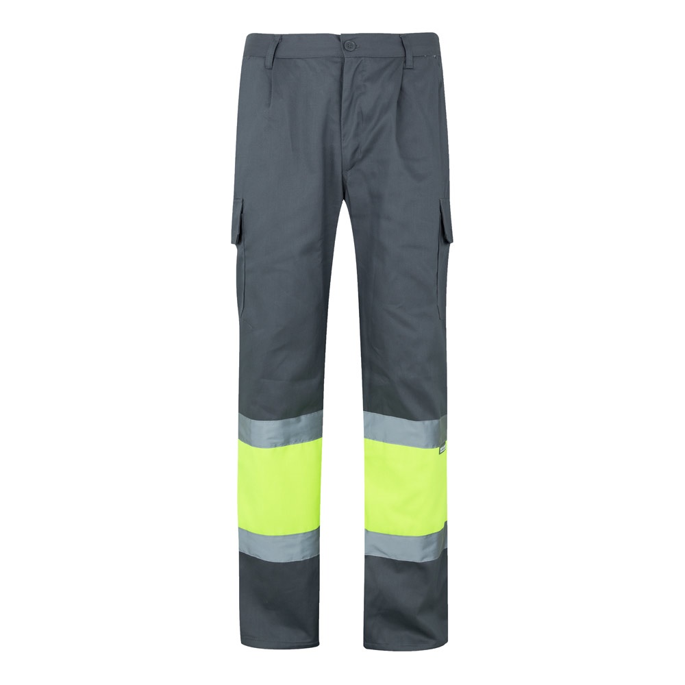 VL POSEIDON LARGE Zweifarbige Twill-Hose mit mehreren Taschen (210 g/m²), aus Baumwolle (20%) und Polyester (80%) Grau, Gelb