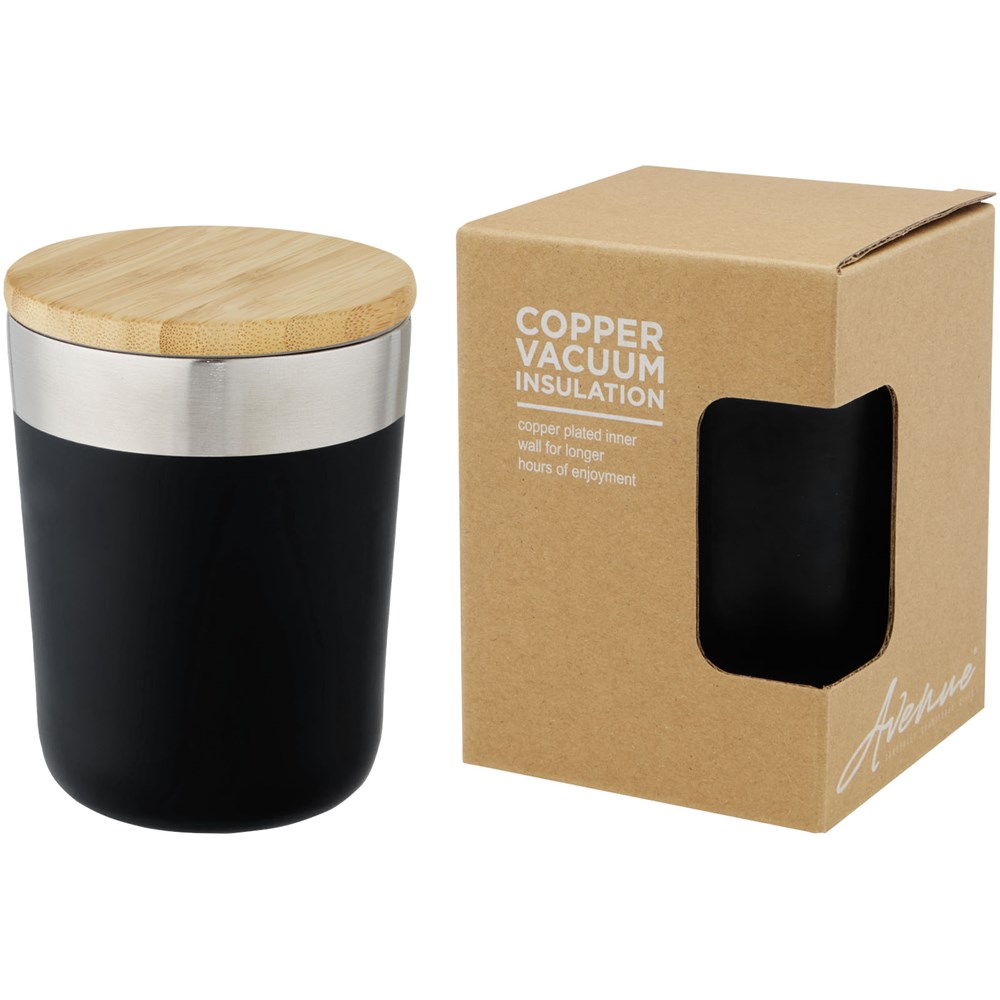 Lagan 330 ml Kupfer-Vakuum Isolierbecher mit Bambusdeckel schwarz