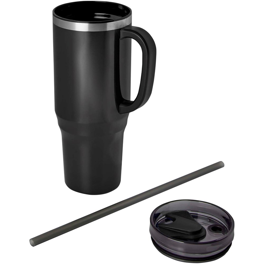 Mug isotherme Melbourne 1200 ml certifié RCS avec paille Noir