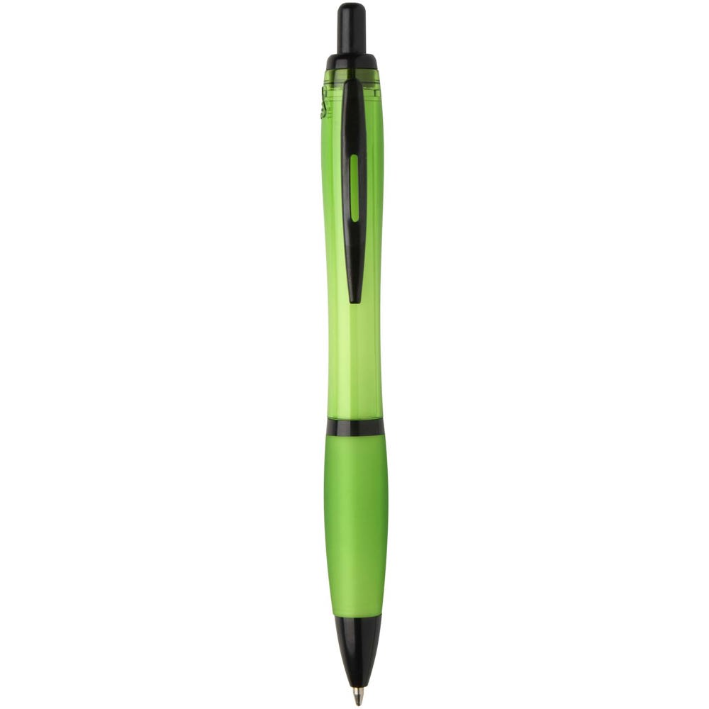 Stylo bille Nash en plastique recyclé avec garnitures noires (encre noire) Citron vert