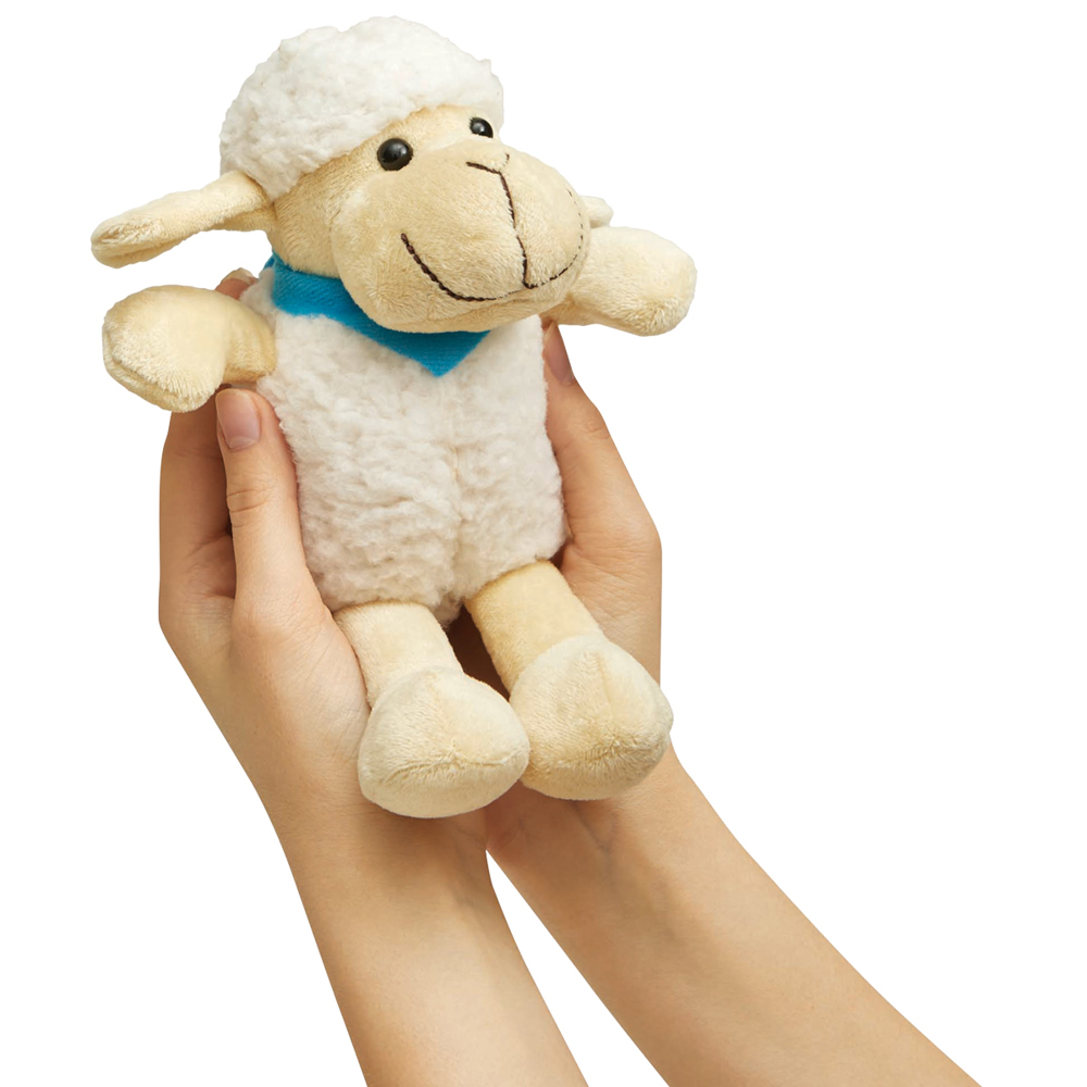 Süsses Plüsch-Schaf Emma mit personalisiertem Halstuch. Perfekt als Giveaway mit Logo.