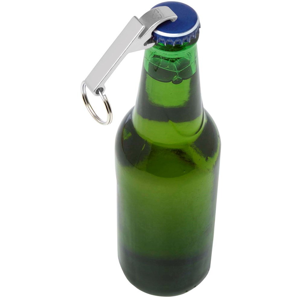 Tao Schlüsselanhänger mit Flaschen- und Dosenöffner aus recyceltem RCS Aluminium silber