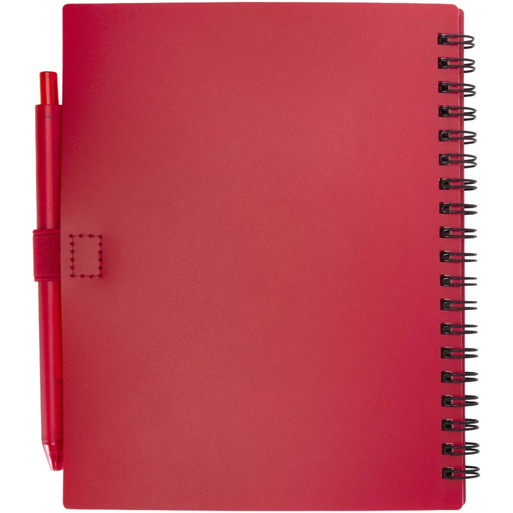 Niove Softcover Notizbuch aus recyceltem Kunststoff mit Kugelschreiber (blaue Mine) rot