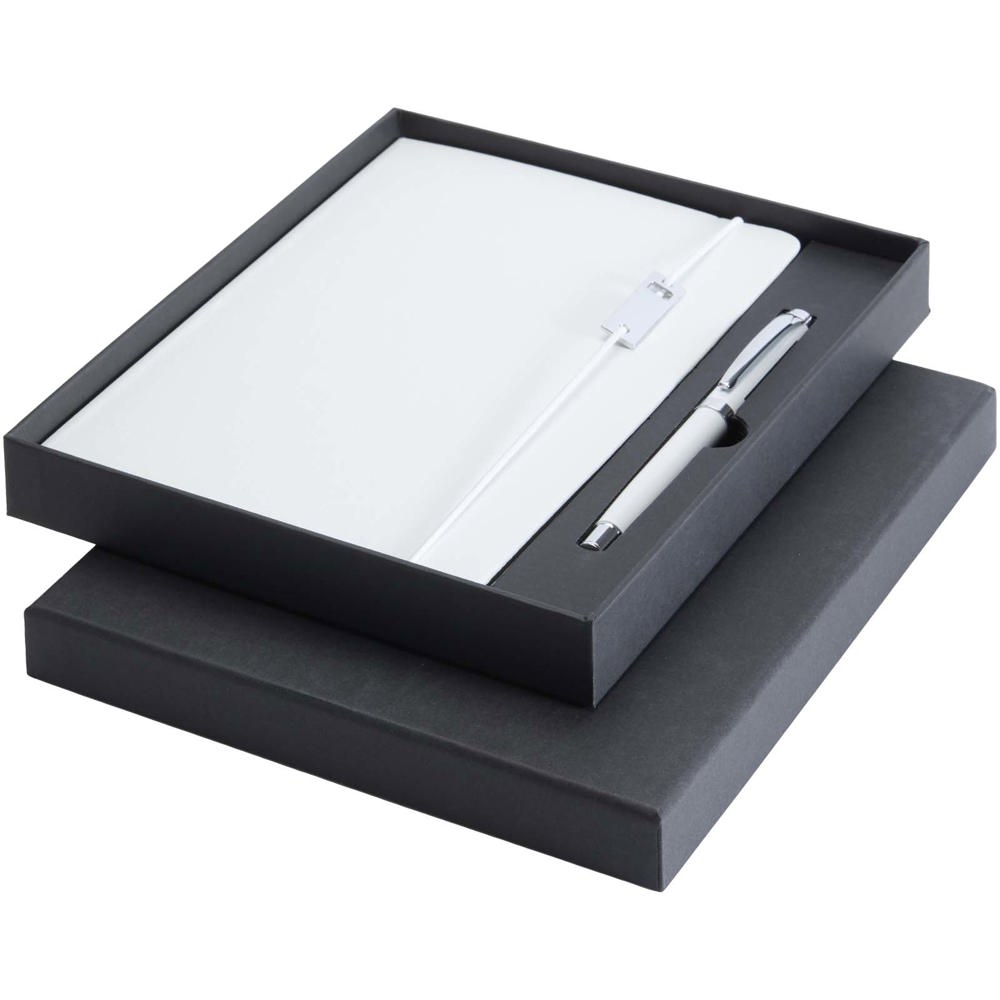 Ensemble carnet à couverture rigide A5 et stylo roller Legato Elegance Blanc, Blanc