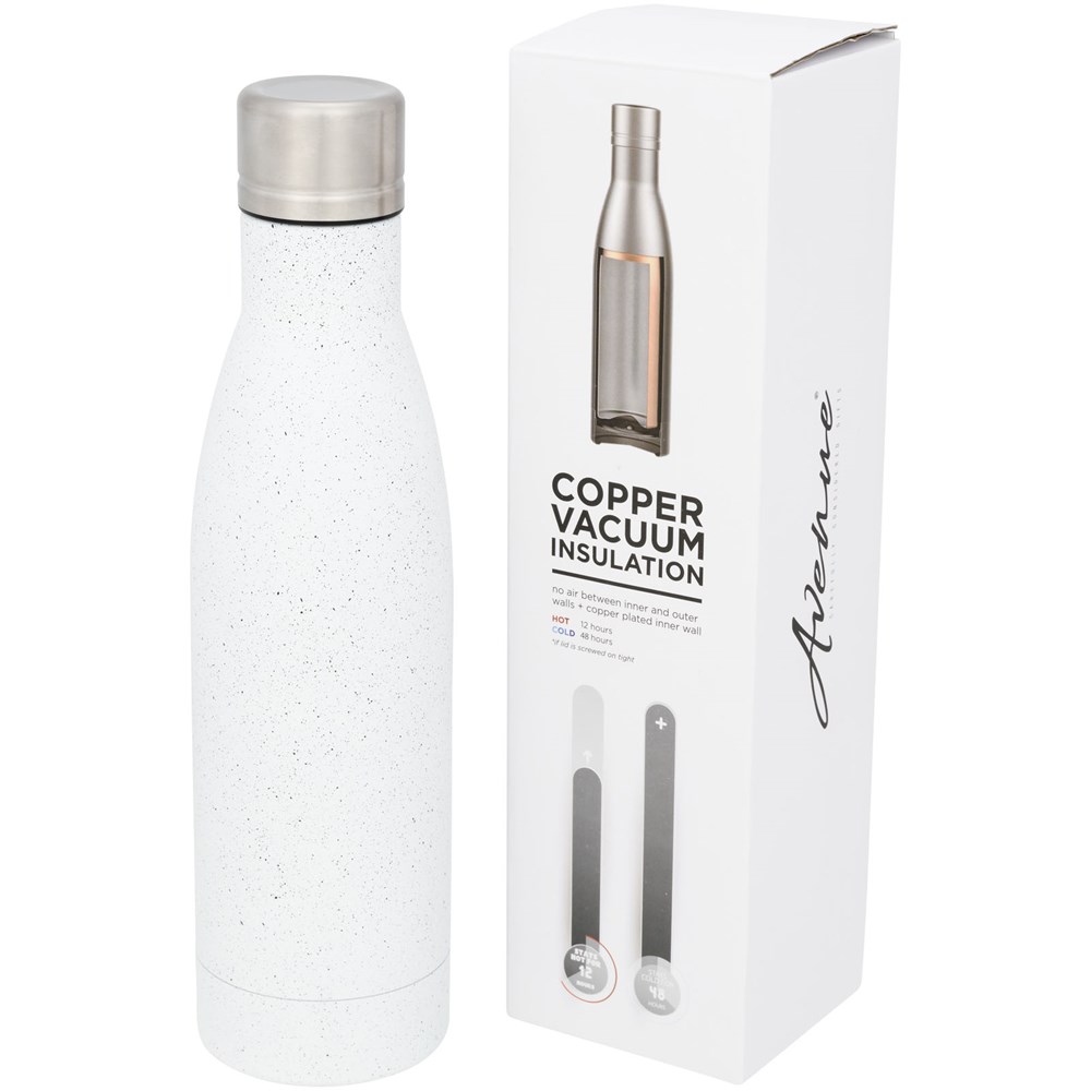 Bouteille isotherme Vasa tachetée sous vide avec couche de cuivre de 500 ml blanc